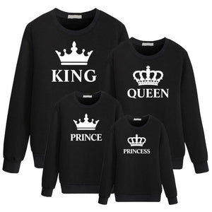 LILIGIRL King Queen Crown Print Family Matching Outfit Leisure Sweatshirt T-shirt Father Mommy And Me Clothes