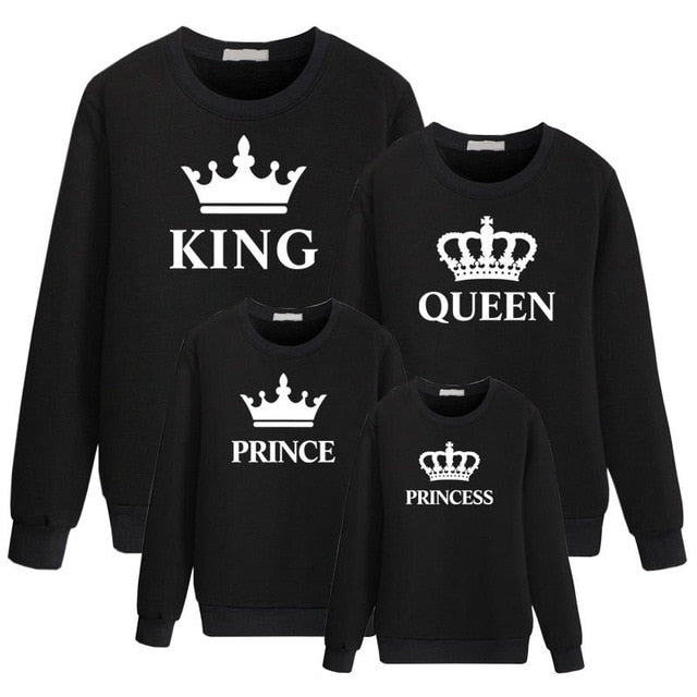 LILIGIRL King Queen Crown Print Family Matching Outfit Leisure Sweatshirt T-shirt Father Mommy And Me Clothes