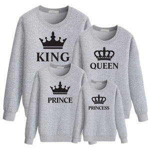 LILIGIRL King Queen Crown Print Family Matching Outfit Leisure Sweatshirt T-shirt Father Mommy And Me Clothes